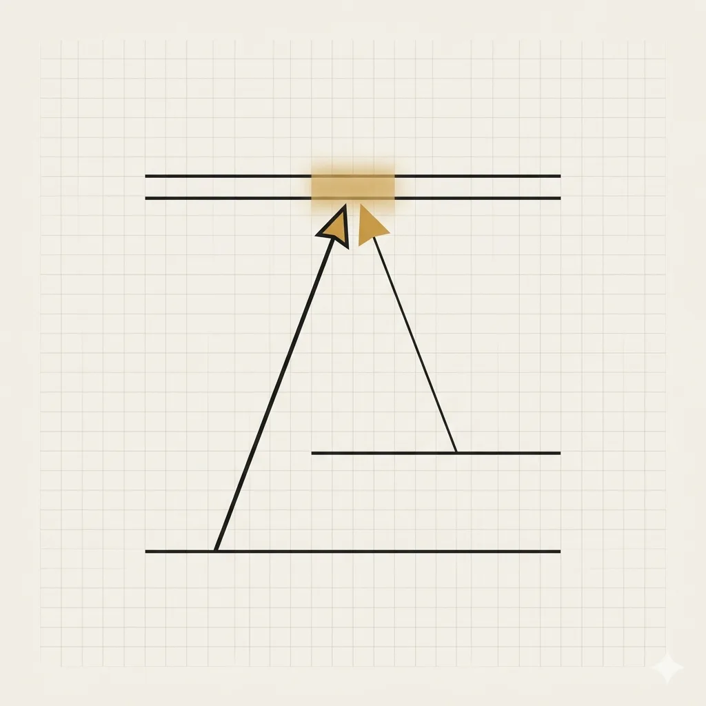 Four horizontal energy levels with two optical field arrows converging toward a transparency window